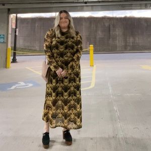 Mesh Maxi Mock Neck Dress